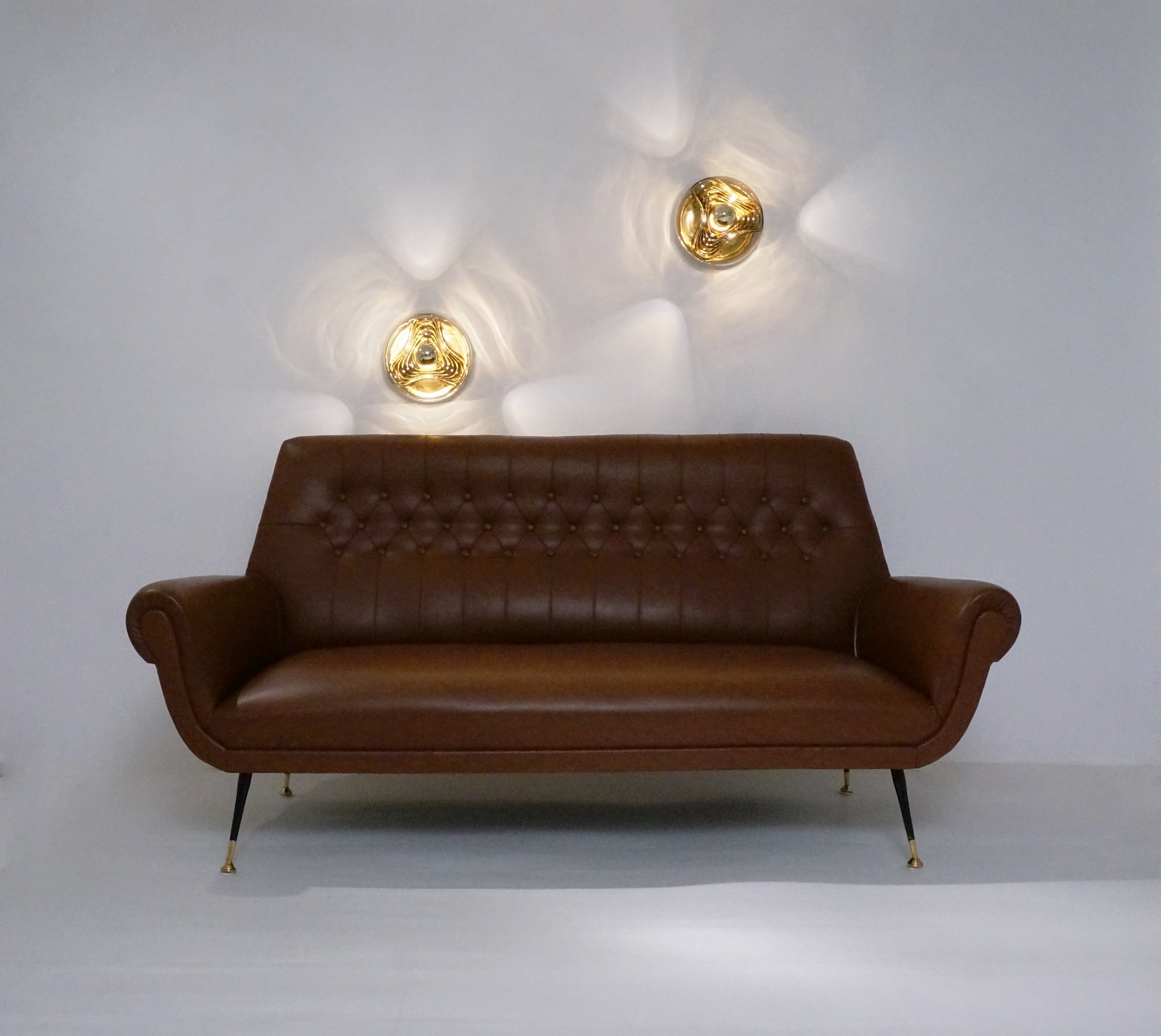 Pair glass sculptural wall lights by Putzler, 1970`s ca, German in